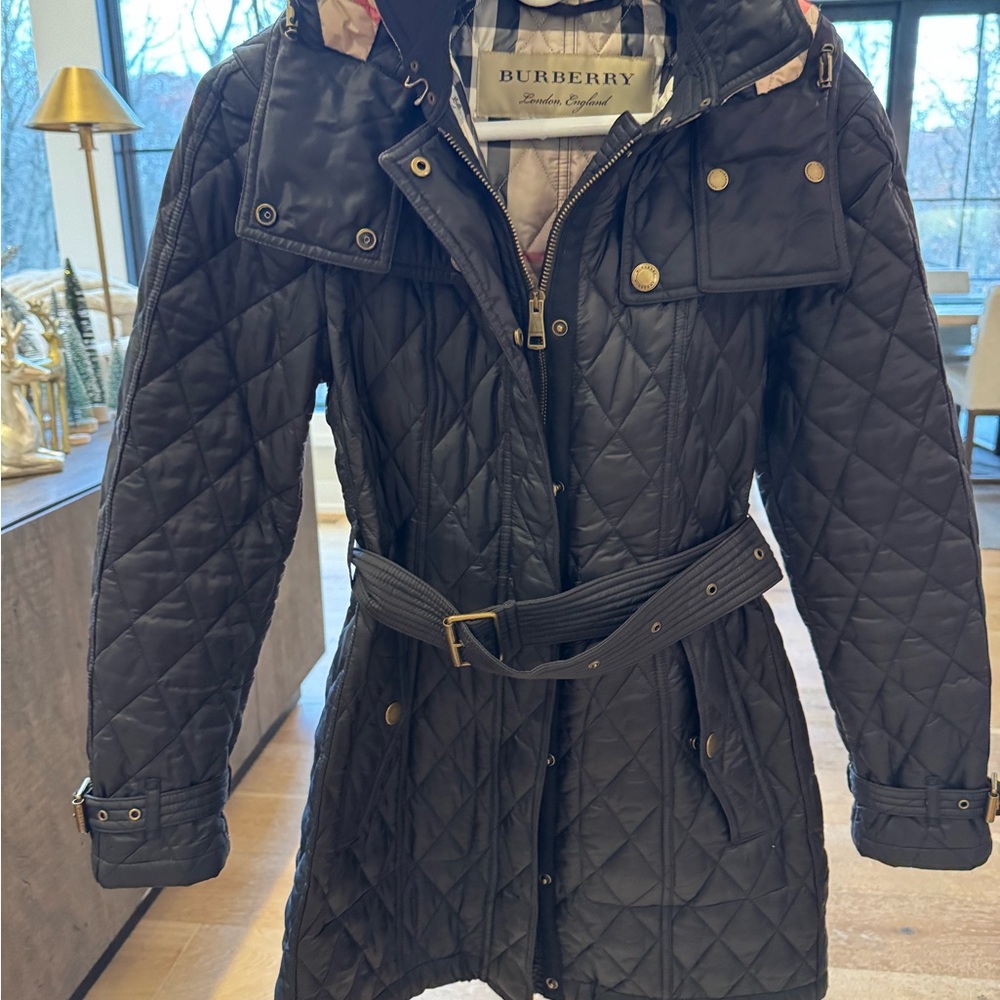 Burberry Black Quilted Trench Coat